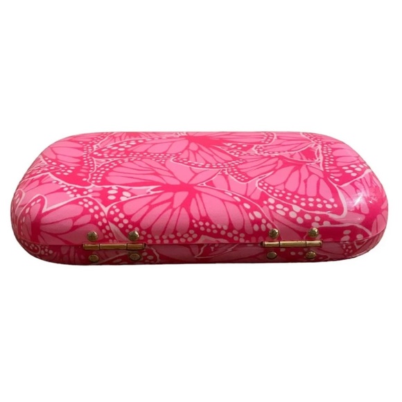 Lilly Pulitzer Hard to Get Clutch Pink Daiquiri Pin Smooches Pattern Hard Shell - Picture 5 of 6